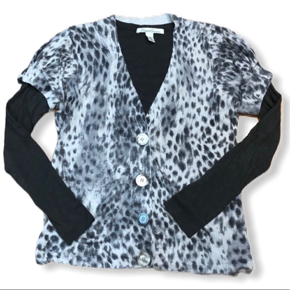 𝅺kenneth Cole Animal Print Cardigan Size S